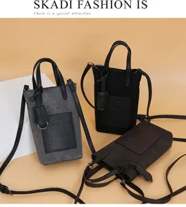 Mini crossbody phone bag women fashion small bucket bag PU leather shoulder handbag
