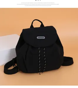 Black canvas backpack for women school student casual daypack large capacity travel school bag