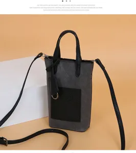 Mini vertical crossbody phone bag for women, stylish dark grey PU leather mini shoulder bag.