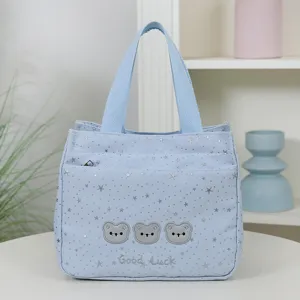 Large Capacity Commuter Tote Bag Oxford Cloth Star Print Handbag Underarm Shoulder Bag Casual Daily Bag For Women