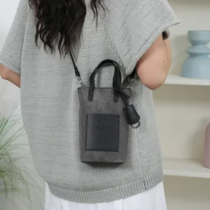 Women Mini Crossbody Phone Bag PU Leather Small Bucket Bag Casual Daily Urban Minimalist Handbag Shoulder Bag