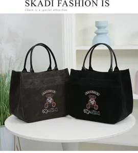 Grand sac cabas en toile PU fourre-tout de commute decontracte sac a dejeuner elegant