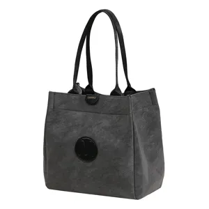 Trendy grey canvas tote bag for women 2026 new fashion casual handbag daily use versatile