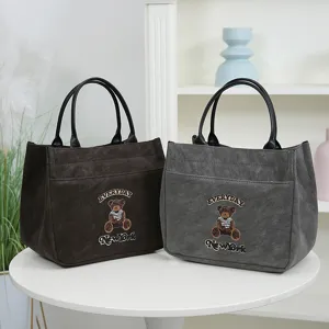 Sac a main elegante en cuir PU grande capacite sac de transport dejeuner quotidien