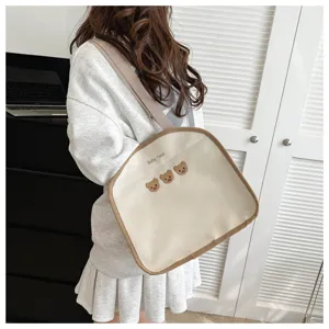 Korean style canvas shoulder bag multi-functional daily tote bag casual crossbody bag