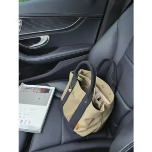 Canvas tote bag for women with multi compartments, casual daily handbag and stylish shoulder bag.
