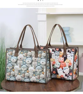Lässige Damen Canvas Tragetasche mit Tierprint, große Kapazität Schulter Handtasche.