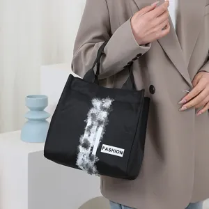 Women Fashion Canvas Tote Bag Large Capacity Minimalist Casual Handbag Commuting Lunch Box Bag Reusable Shopping Bag