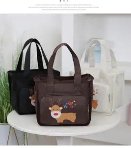 Insulated lunch bag thick portable bento box large capacity student meal bag with cartoon print