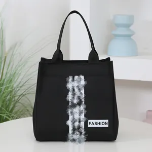 Black canvas tote bag minimalist daily commuting lunch box bag large capacity handbag