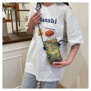Vintage Chinese style crossbody phone bag for women, portable casual mini shoulder pouch.