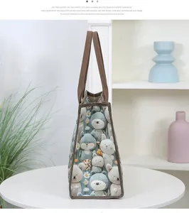 Segeltuch Handtasche mit niedlichem Tiermotiv, lässige Damen Schultertasche Detailansicht.