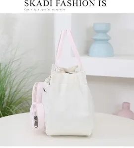 Fashionable mini mommy handbag, stylish canvas top handle shoulder crossbody bag for daily use.