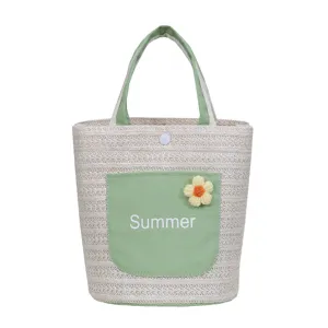 Summer straw woven handbag large capacity tote bag fashion beach bucket bag for women