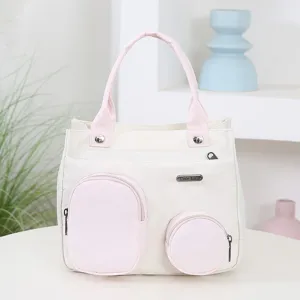 Fashion Oxford Mommy Bag Women Casual Colorblock Handbag Multi-Pocket Tote Bag Travel Shoulder Bag Daily Bag
