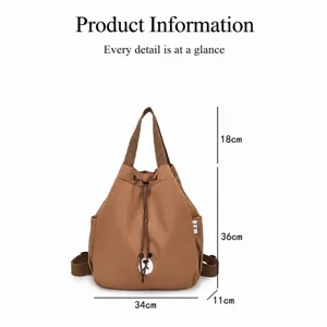 Stylish womens fashion casual backpack lightweight travel daily school bag brown color