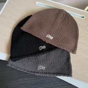 Koreanische gestickte Strickmütze Winter warme Pullover Mütze weiche gemütliche Beanie
