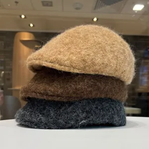 Retro Wollbarette für Damen, Herbst und Winter warme Malermütze, stylische Schiebermütze.