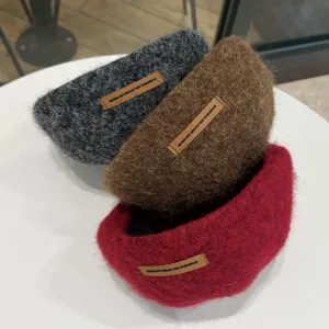 Vintage Wollbarette für Damen, Herbst Winter koreanischer Stil warme elegante Malermütze.