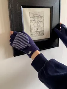 Guanti in maglia convertibili senza dita, morbide e calde manopole rigate invernali.