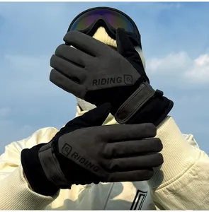 Gants de cyclisme thermiques d'hiver avec doublure en peluche, coupe-vent et tactiles.