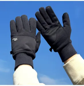 Gants d'hiver en polaire pour hommes thermique coupe-vent cyclisme plein air chaud 1paire