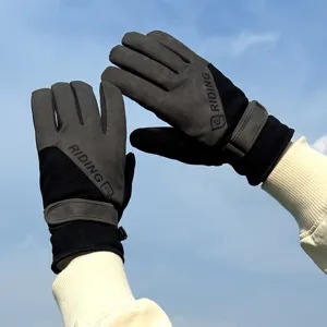 Gants de Cyclisme Chauds d'Hiver pour Hommes Femmes en Daim Velours Épais Coupe-vent Résistants au Froid Gants de Sport de Plein Air avec Écran Tactile