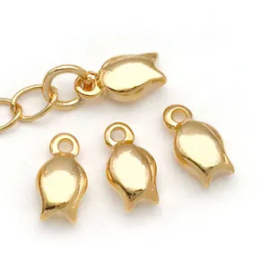 Colgante con dijes de flor de tulipán bañado en oro para pulseras y collares DIY hechos
