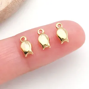 Colgante de abalorio capullo de flor chapado en oro 18k para hacer pulseras collares DIY