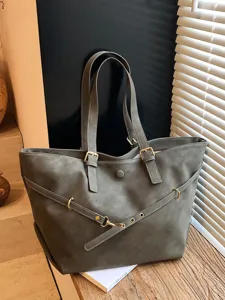 Dames Grote Capaciteit Tote Tas Matte Synthetisch Leer Oksel Schoudertas Mode Stedelijk Eenvoudig Effen Kleur Handtas