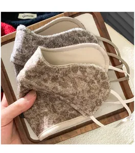 Thickened plush leopard print windproof warm face mask with eye protection for winter.