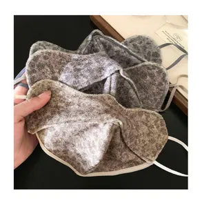 Stylish fuzzy leopard print winter warm face mask for women, thick windproof cycling cover.