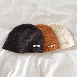 Stile coreano autunno inverno berretto in maglia donna caldo casual corto watch cap unicolor
