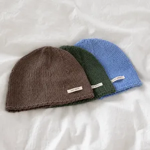 Berretto in maglia stile coreano autunno inverno caldo tinta unita cappello casual