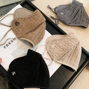 Winter 3D knitted warm face mask windproof breathable stylish face cover for women 4pcs set