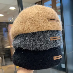 Retro Wollmischung Baretmuetzen Damen Herbst Winter warme Kuenstlerhuetzen 3er Pack.