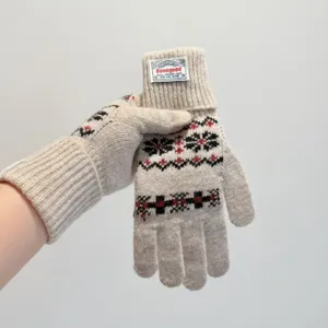 Hiver rétro Noël flocon de neige laine gants tactile couple mode chaud tricot