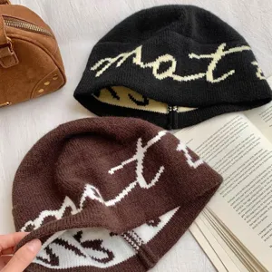 Korean style minimalist knitted beanie hat, soft slouchy casual wool cap for men and women.