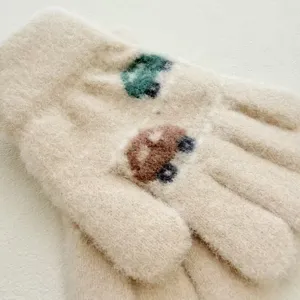 Gants tricotés de voiture de dessin animé mignon pour enfants, chauds automne hiver.