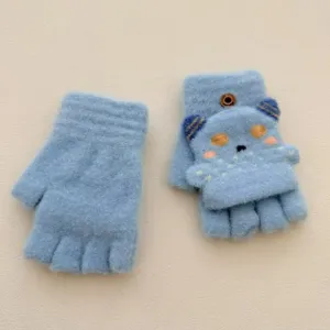 Gants d'hiver en tricot sans doigts pour enfants avec design d'animal mignon pour un usage quotidien.