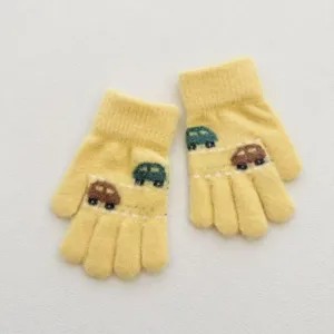 Mignons gants en tricot pour enfants gants d'hiver chauds avec voitures pour garçons