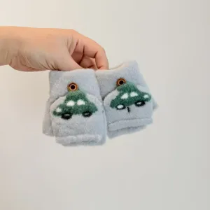 Mignons gants chauds rabattables en peluche pour bebe voiture de dessin anime hiver