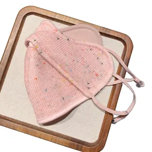 Masque facial tricote rose chine pour femme, masque 3D respirant d'hiver coupe-vent.