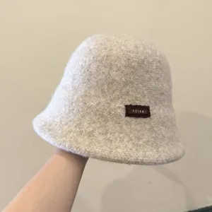 Chapeau de pêcheur chaud d'hiver pour femme en laine douce style seau décontracté