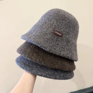Femme chapeau de pêcheur chaud d'hiver seau tricoté décontracté chapeau de bassin