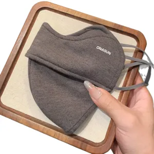 Winter warm 3D face mask with eye protection, dark grey breathable windproof mouth mask.
