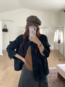 Koreanische gepunktete Schiebermütze Damen Vintage braune Baskenmütze Malerhut Herbst