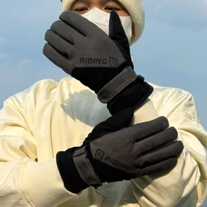Gants de cyclisme d'hiver chauds épaissis doublés de polaire coupe-vent tactiles pour exterieur.