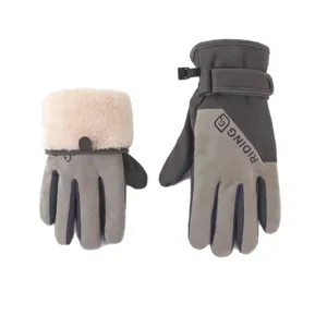 Gants de cyclisme thermiques d'hiver, épais en peluche, tactiles pour hommes et femmes