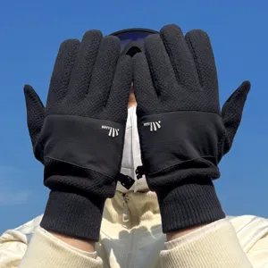 Gants Thermiques d'Hiver en Polaire Polaire pour Hommes Écran Tactile Épais Antidérapant Coupe-vent Cyclisme en Plein Air Alpinisme Gants de Conduite